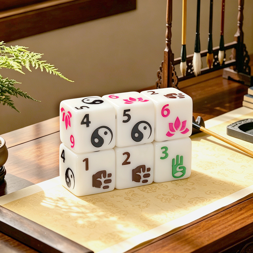 Board Game Zen - 6개의 선비(禪) 테마 다면체 주사위 세트