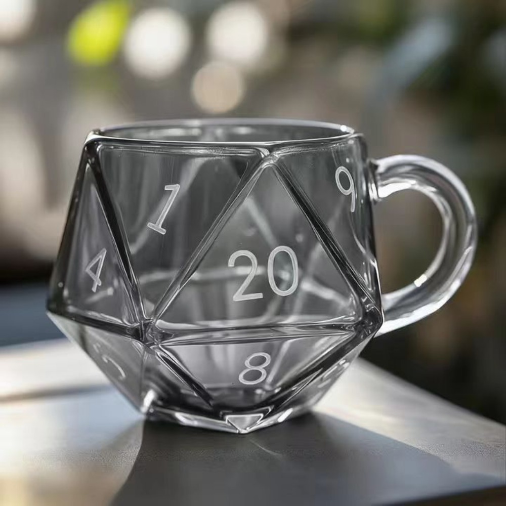 Board Game Pandemic - 투명 유리 레인보우 D20 다이스 머그컵