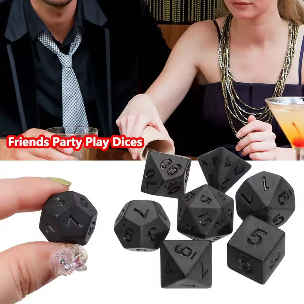 Board Game Font - 7개/세트 새로운 검정색 다면체 디지털 주사위
