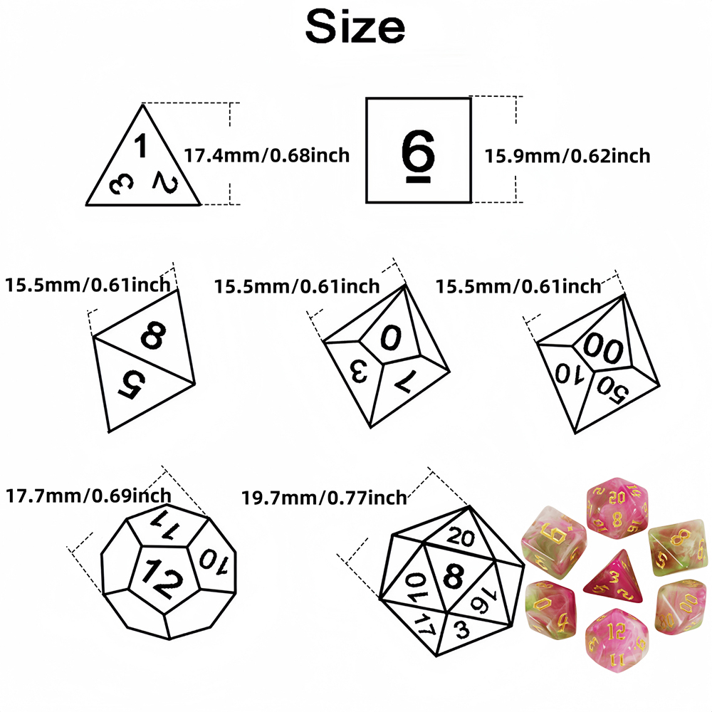 7pcs 보드 게임 주사위 세트 DND 롤플레잉 게임  - Board Game Font 리뷰 및 가격