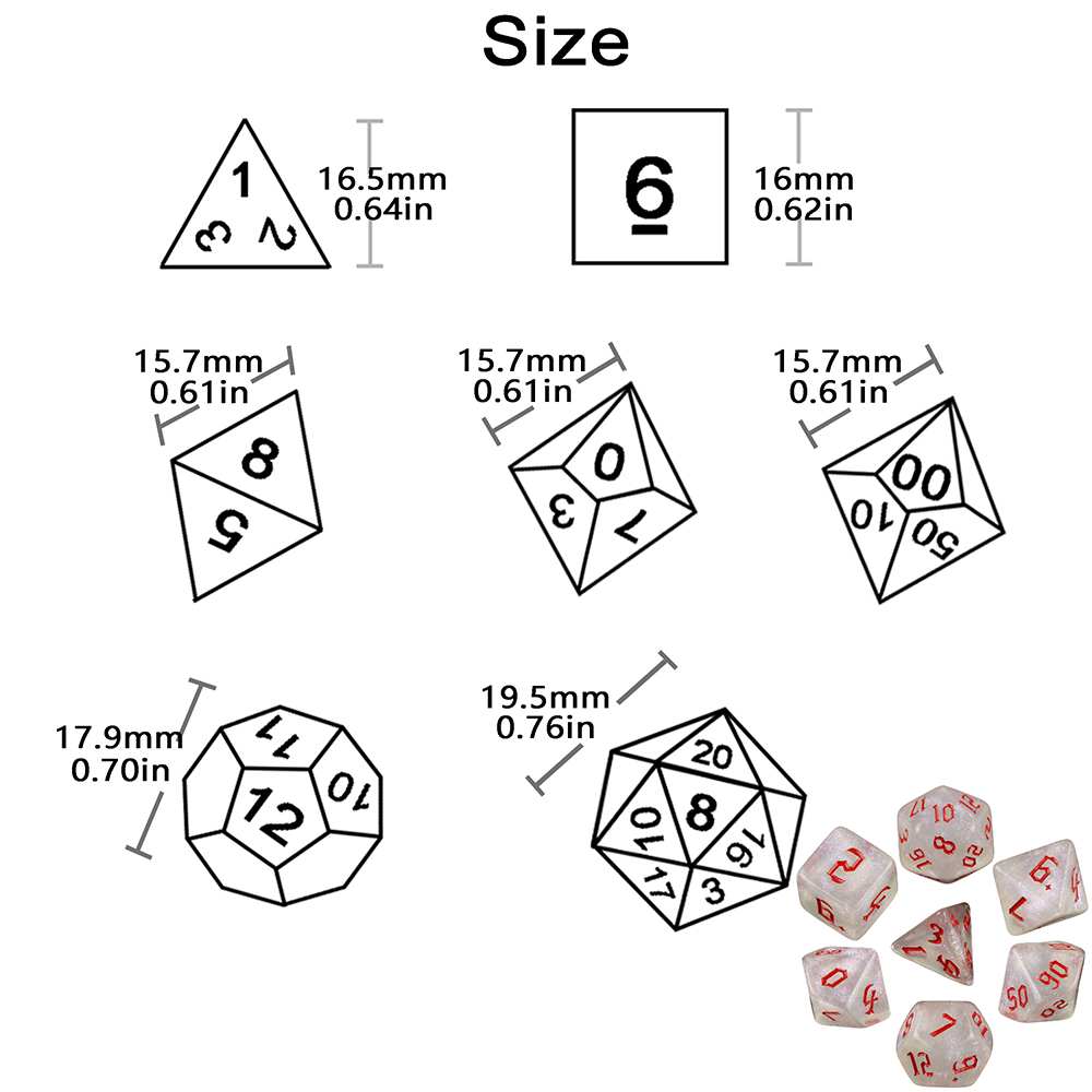 반짝이 다면체 주사위 세트, DND RPG 역할 놀이  - Board Game Font 리뷰 및 가격