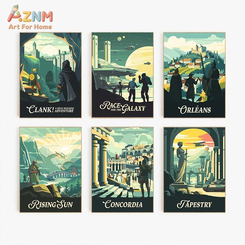 AZNM 레트로 보드 게임 아트 캔버스 포스터 프레임리 - Board Game Vintage 리뷰 및 가격