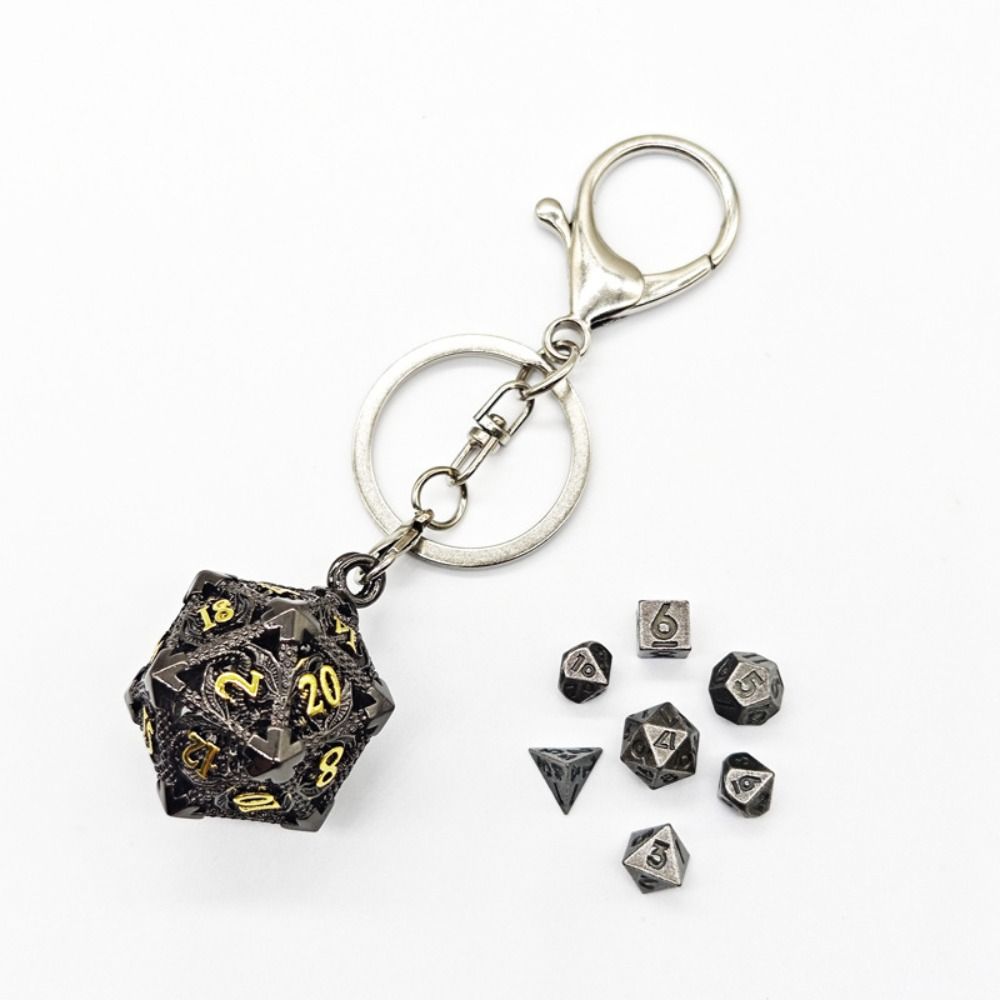 1세트 20면체 속이 빈 금속 주사위 열쇠고리 DND  - Board Game Io 리뷰 및 가격
